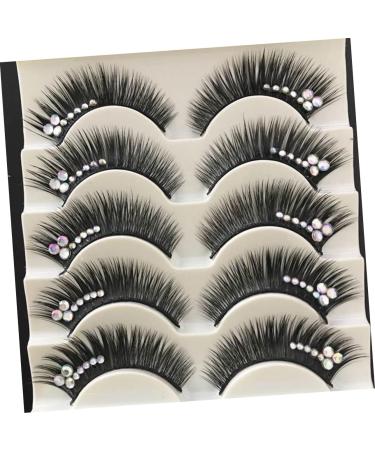 5 Pairs diamond eyelashes false lash extensions performance eyelash women eyelash rhinestone eyelashes natural fake lashes cosplay eyelash decorate make up artificial fiber - Buy Online on GoSupps.com
