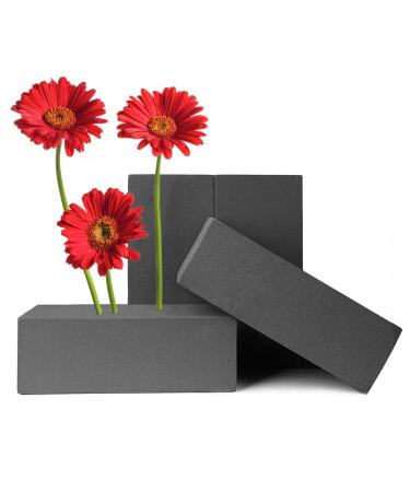 FUNSTITUTION Dry Floral Foam Blocks (4 Bricks) - Dry Foam for Artificial Flowers - Dry Flower Foam Block - Floral Foam Size 8.8x4.1x2.7 for Grey Foam Artificial Flower Arrangements