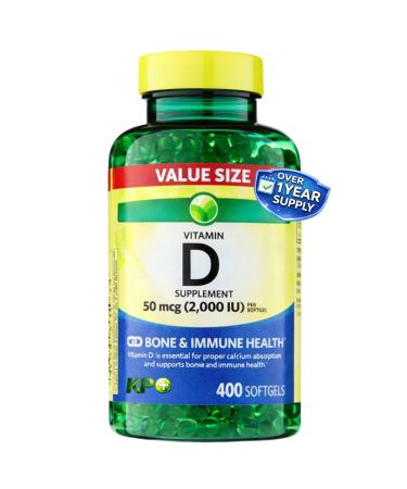 KP+ Vitamin D 50 mcg (2000 IU) | Bone & Immune Health | 400 Softgels | Pack of 1