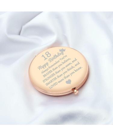 Rose Gold 18th Birthday Makeup Mirror Gift for Her - FUSTMW Turning 18 Years Old Mini Mirror 2x 1x Magnification - Buy Online on GoSupps.com