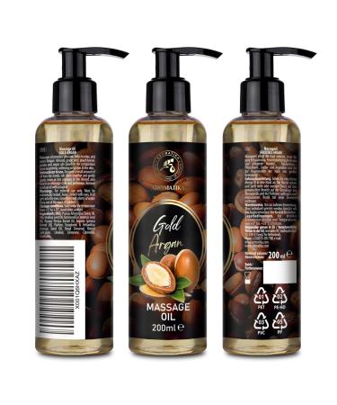 Golden Argan Massage Oil 200ml - Almond Grape Seed Peach & Jojoba Oils - Relaxation & Skin Care - Premium Cosmetic Oil - Buy Online on GoSupps.com