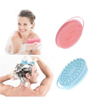 2-Pack Silicone Body Scrubber Set - Gentle Bath Brush for Sensitive Skin | Head Scalp Massager Included - Buy Online on GoSupps.com