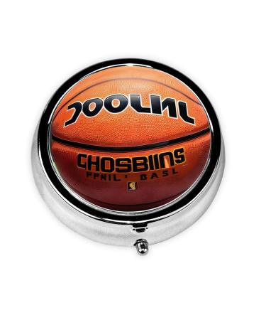 Basketball Backgroundround Pill Box 3 Compartment Round Pill Box Organizer #Portable Travel Pill Box for Traveling.