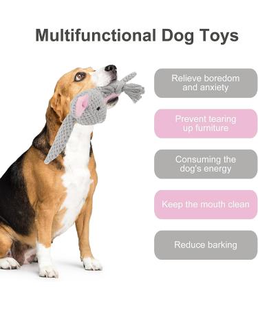 Tonyfy Dog Toys: Squeaky Plush & Interactive Cotton Rope Toys for Puppies & Small/Medium Dogs - Gray Hare - Buy Online on GoSupps.com