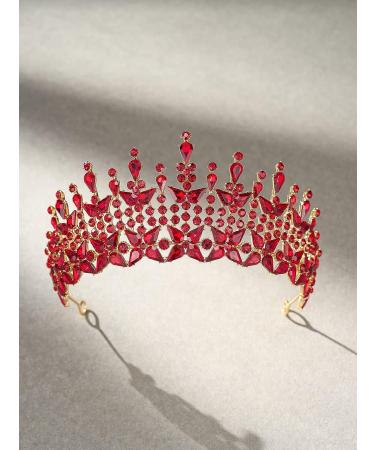 SWEETV Queen Crown for Women - Princess Tiara Pageant Diadem in Red - Buy Online on GoSupps.com