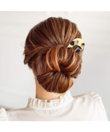 French U-shaped Hairpin Set - 4 Pieces Two-Prong Chignon Pins for Women and Girls Hairstyles - Buy Online on GoSupps.com
