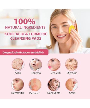 Turmeric Kojic Acid Pads 80 Pads Turmeric Cleansing Pads for Face Help Balance Skin Fat and Water Gentle and Non-Irritating - Buy Online on GoSupps.com