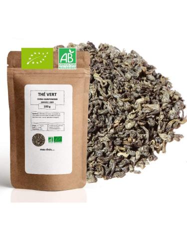 Th Vert bio China Gunpowder Grade 1-100g (40 tasses) - Th en vrac 100% agriculture biologique - Mes-Th s
