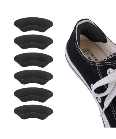 Sibba 6Pcs Heel Grip Liner Heel Cushion Inserts for Shoes Too Big Add Extra Volume Back Insoles Self Adhesive Shoe Insoles Heel Cushion Pads Stickers Foot Protector for Women Men (Black) 3 Pairs Black