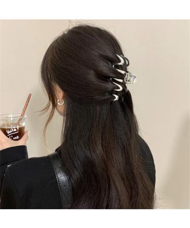 Personality Wave Silver Hair Claw Clips for Women - Strong Hold Hair Clamps for Thick Hair Styling - Fashionable Metal Hair Accessories - Buy Online on GoSupps.com