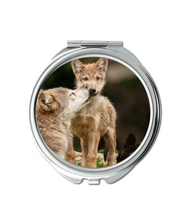 Yanteng Mirror Pocket Mirror Wolf Animal Mirror 1 X 2X Magnification