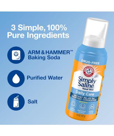 Arm & Hammer Simply Saline Daily Care Nasal Mist 4.4oz - Drug-Free Saline Nasal Spray 3-Pack - Buy Online on GoSupps.com