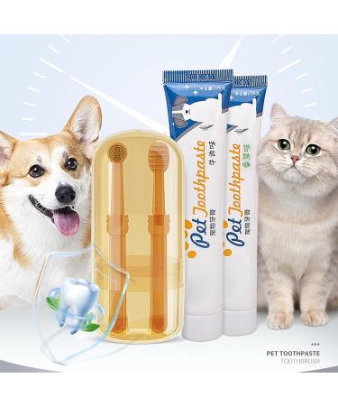 Qosneoun Centric Dog Toothbrush - 360 Dual Head Soft Silicone Pet Toothbrush with Tongue Scraper | Durable & Gentle for Dogs - Buy Online on GoSupps.com