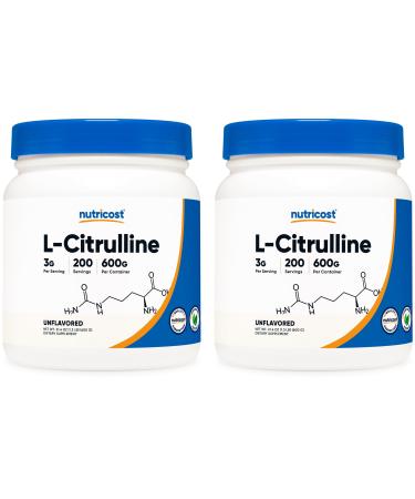 Nutricost Pure L-Citrulline (Base) Powder (600 Grams) (2 Bottles)
