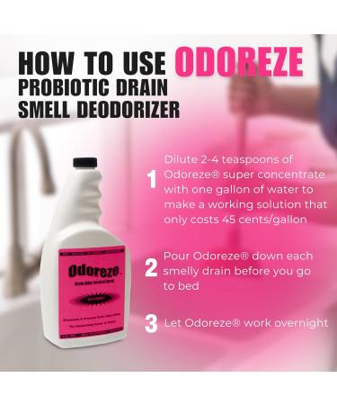 Natural Probiotic Drain Smell Deodorizer - 32 oz Concentrate Cleans 128 Gallons & Eliminates Odors - International Shipping Available - Buy Online on GoSupps.com