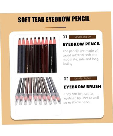 Mikinona Black Colored Pencils 10pcs Eyebrow Pencil Makeup Tools Brow Pencil and Brush Eyebrow Drawing Tools Girl Pretty Spool - Buy Online on GoSupps.com