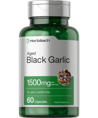 Aged Black Garlic Capsules 1500mg | 60 Count | Fermented Extract Supplement | Non-GMO, Gluten Free | by Horbaach - Buy Online on GoSupps.com