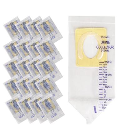 PoLmEr 20 Pcs Pediatric Urine Bag Collector Sterile 200 ml Clear Pee Holder for Urinary Incontinence for Children & Baby