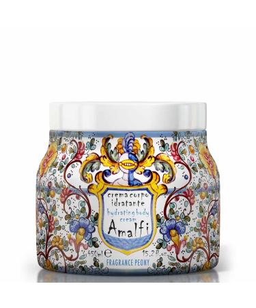 RUDY PROFUMI Le Maioliche ITALIAN BOUQUET AMALFI PEONY moisturizing body cream 450 ml Made in Italy notes of white rose neroli peach grapefruit spruce leaves cedar wood