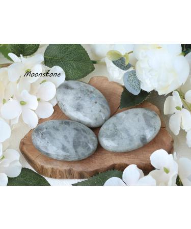 MAIBAOTA 2.4" Moonstone Healing Crystal Gemstones Pocket Polished Gifts Oval Shape Reiki Spiritual Energy Nature Crystals for Women Men Relief Balancing Stress Divination Meditation - Buy Online on GoSupps.com