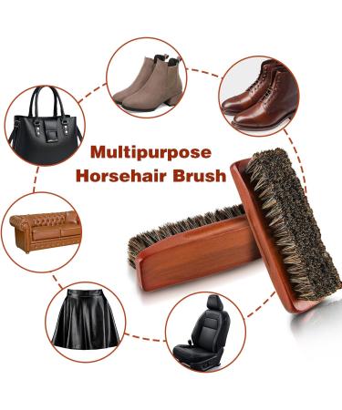 Amabro 2PCS Horsehair Shoe Shine Brushes - Leather & Suede Polish | Wood Handle for Boots, Shoes, Car Seats & More - Buy Online on GoSupps.com