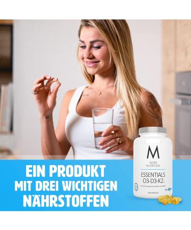 More Nutrition Essentials O3-D3-K2 | 480 Fish Oil Capsules with Vitamin D3 & K2 | Premium Fish Gelatin Shell - Buy Online on GoSupps.com