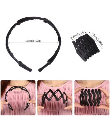 Portable Folded Hair Bands Adjustable Headband Multipurpose Telescopic Hairband Hair Clips for Women Girl Washing Makeup Travel Outdoor Fashion Hair Accessories Black - Buy Online on GoSupps.com