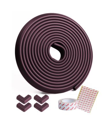 Corner Edge Safety Protector, Soft Foam Strip Baby Proofing Guards(14ft Edge+4corners, Reddish-Brown) 3M Adhesive for Table, Furniture, Sharp Edges Protection. Bumper Guards