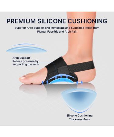 Arch Support Braces for Plantar Fasciitis Relief - Non-Slip Wearable Orthotics with Adjustable Bands & Gel Pads - Unisex One Size HSA/FSA Eligible - Black - Buy Online on GoSupps.com