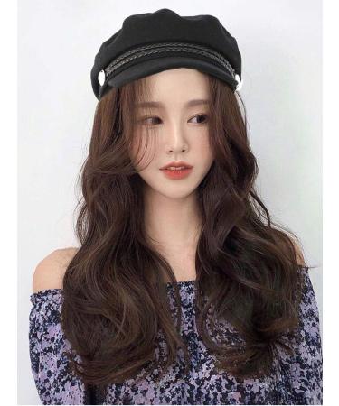 BGHJUE Wig female long hair hat wig one fashion beret long curly hair big wave new full headgear