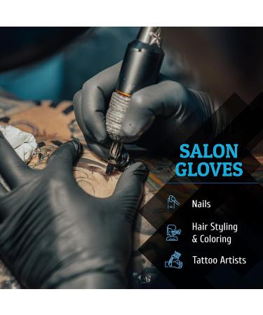 Hand-E Touch Black Nitrile Disposable Gloves - 100 Medium, Latex-Free for BBQ, Tattoo, Hair Dye, Cooking, Mechanics - Buy Online on GoSupps.com