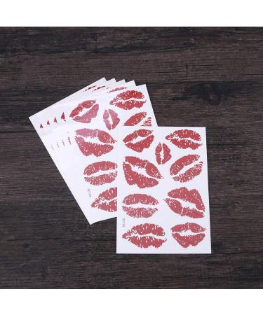 Lurrose 6pcs Red Lips Temporary Tattoo Stickers - Waterproof Face & Body Decorations for Girls and Kids - Buy Online on GoSupps.com
