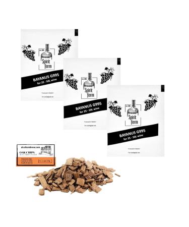 x Levure de Vin Bayanus 10g G995 + Copeaux de Chêne Français 20g - Levure pour la Fermentation du Vin | Levure de vin tout usage | Spirit Ferm