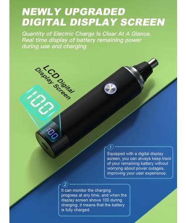 Professional Ear & Nose Hair Trimmer with LED Display - USB Rechargeable Painless & Waterproof for Men & Women - Dual Edge Blades Perfect for Eyebrow & Facial Hair (Black - Buy Online on GoSupps.com