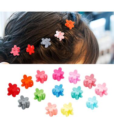 50 Pcs Colorful Mini Hair Claw Small Hair Clips Clamps Hair Accessories for Girls Baby Toddler Girls Decorative Bun Tiny hair clips, Assorted Colors (Floral)