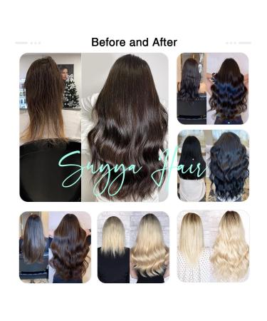 SUYAA 14 Inch Real Human Hair Clip in Extensions 7pcs 110g - Natural Black Double Weft Straight Clip in Hair Extensions - 1B Off Black - Buy Online on GoSupps.com