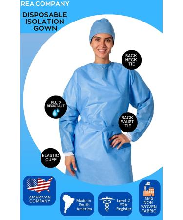 REA COMPANY Bundle - 5 Isolation Gowns, 5 Shoe Covers Pairs, 5 Bouffant Caps - Disposable PPE Gowns - American Company - Hospital Medical Gowns - Unisex - One Size Fits All - Buy Online on GoSupps.com