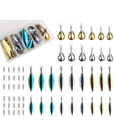 30pcs Tail Spinners Willow Colorado Blade Spin Lure Making for Senko Lures Worms Bass Fishing Soft Plastic Lures