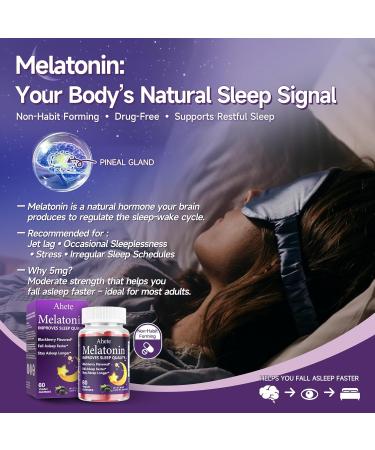 Ahete Melatonin 5mg Gummies for Adults Raspberry Flavor Sleep Aid Sugar-Free 60 Gummies 60 Days Supply - Buy Online on GoSupps.com