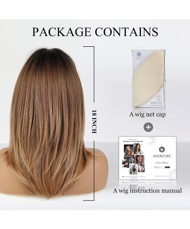 Alanhair Ombre Brown Wigs for Women - Shoulder-Length Layered Heat-Resistant Synthetic Wigs with Bangs - Buy Online on GoSupps.com