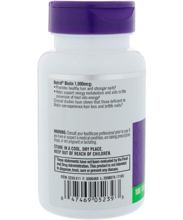 Natrol Biotin 10000 mcg  100 Count (Pack of 1) - Buy Online on GoSupps.com