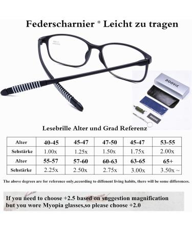 DOOViC Blue Light Filter Reading Glasses for Unisex TR259-C | Matte Black (2.75x) | 9 Colors | International Shipping Available - Buy Online on GoSupps.com