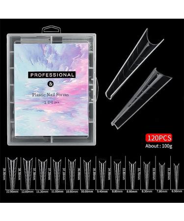 NAISKA 120pc Dual Press Coffin Nail Forms Set | Extra Long Nail Tips Extension Kit with 12 Sizes dual-Ended Polygel Brush, Clear Nail Molds, Professional Nail File | Acrylic Gel Coffin Nails Form - Buy Online on GoSupps.com