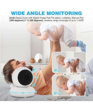 MYPIN 4.3 Full HD Video Baby Monitor with Camera, Night Vision, Temperature Sensor, Two-Way Audio & Lullabies - TYPE-C HS0357 - Buy Online on GoSupps.com