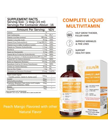 Hair Growth Liquid Multivitamin | Biotin for Hair Growth Supplement | Clinically Tested in Women for Thicker Hair & Facial Wrinkle | Skin Care | Ages 18+ | 8.11 Fl Oz - Buy Online on GoSupps.com