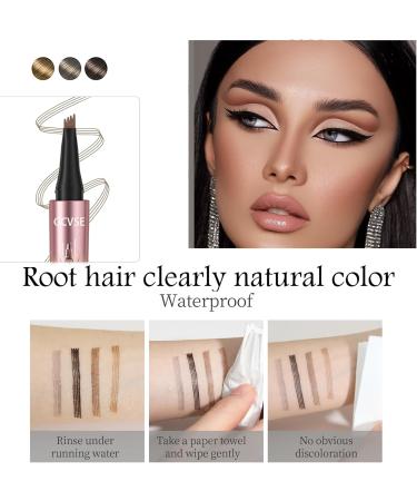 GCVSE Eyebrow Pencil Microblading Eyebrow Pencil with 4 Micro-Fork Tips Long-Lasting Brow Waterproof Smudgeproof Brow Pen - Easy Creation of Natural Looking Defined Eyebrows (Black) - Buy Online on GoSupps.com