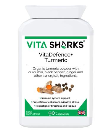 VitaDefence+ Turmeric 90 Vegan Capsules. Natural Potent Kosher & High Strength Ayurvedic Immune Booster