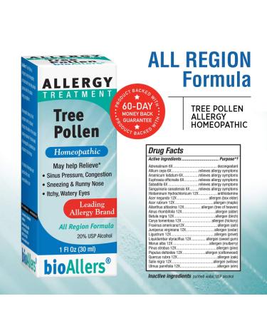 Buy NatraBio BioAllers Tree Pollen Allergy Treatment - 1 fl oz (30 ml) - Buy Online on GoSupps.com