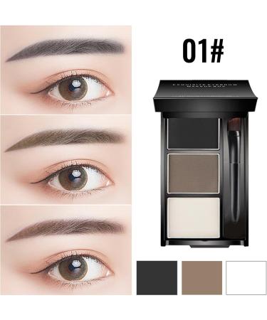 Erinde Eyebrow Powder Makeup Palette 3 Colors Brow Powder Palette w/ Brush Dark & Light Brown Eyebrow Tinted Powder Filler to Shape Natural Eyebrows Long-Lasting Waterproof Eyebrow Makeup Kit #Black Brown - Buy Online on GoSupps.com