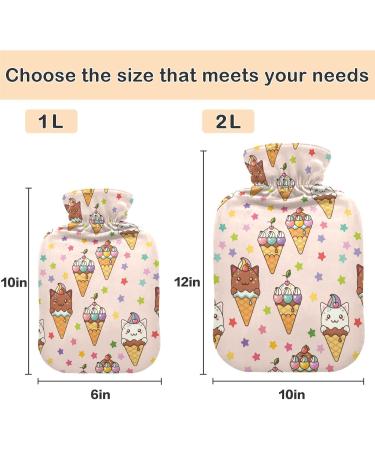 Naanle Ice Cream Cat Hot Water Bottle - 2L Transparent Thermal Relief for Bed Hand & Foot Pain - Heat & Cold Therapy - Buy Online on GoSupps.com